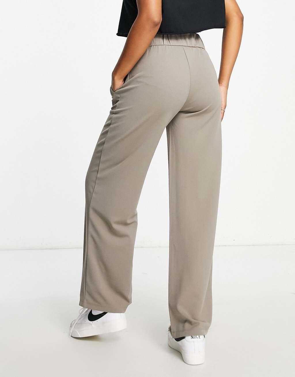 JDY wide leg tailored pants in mushroom - part of a set Product Image