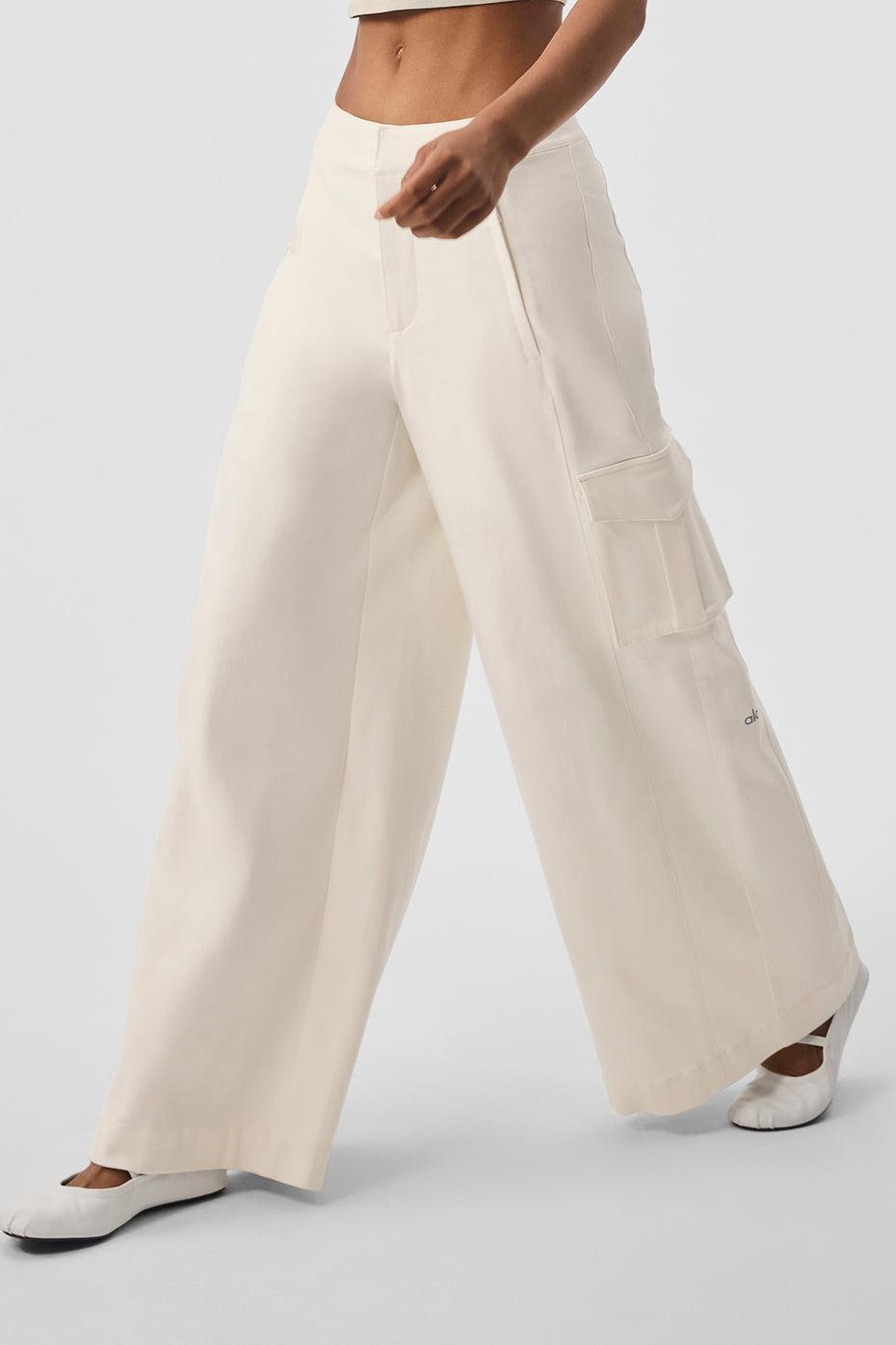 Show Off Cargo Wide Leg Trouser (Regular) - Ivory Female Product Image