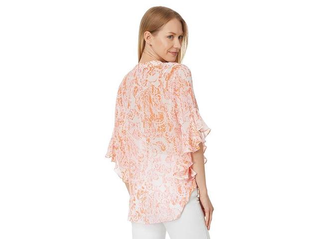 Vince Camuto Pintuck Flutter Sleeve Henley Blouse Fizz) Women's Clothing Product Image