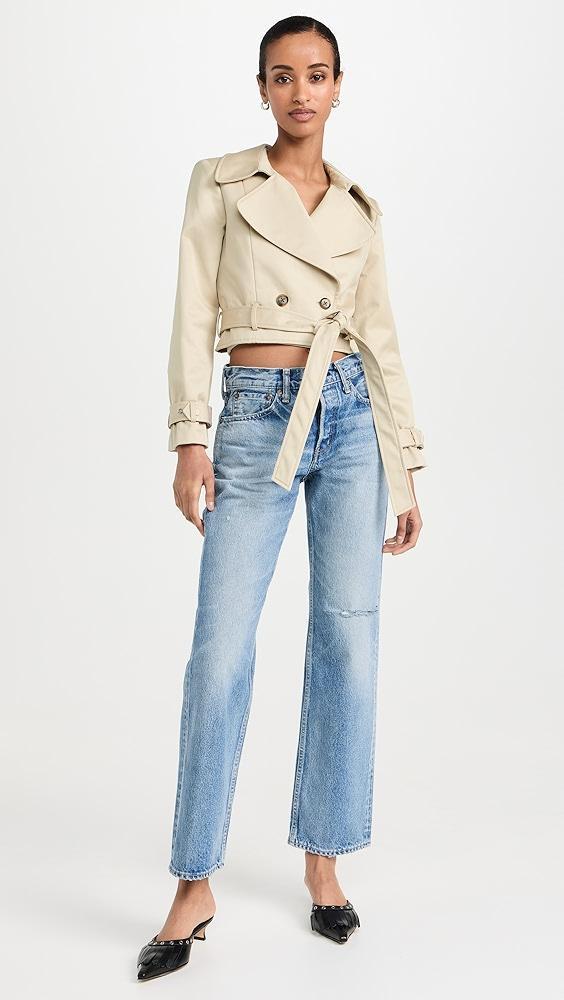 alice + olivia Hayley Cropped Trench Coat with Belt | Shopbop Product Image