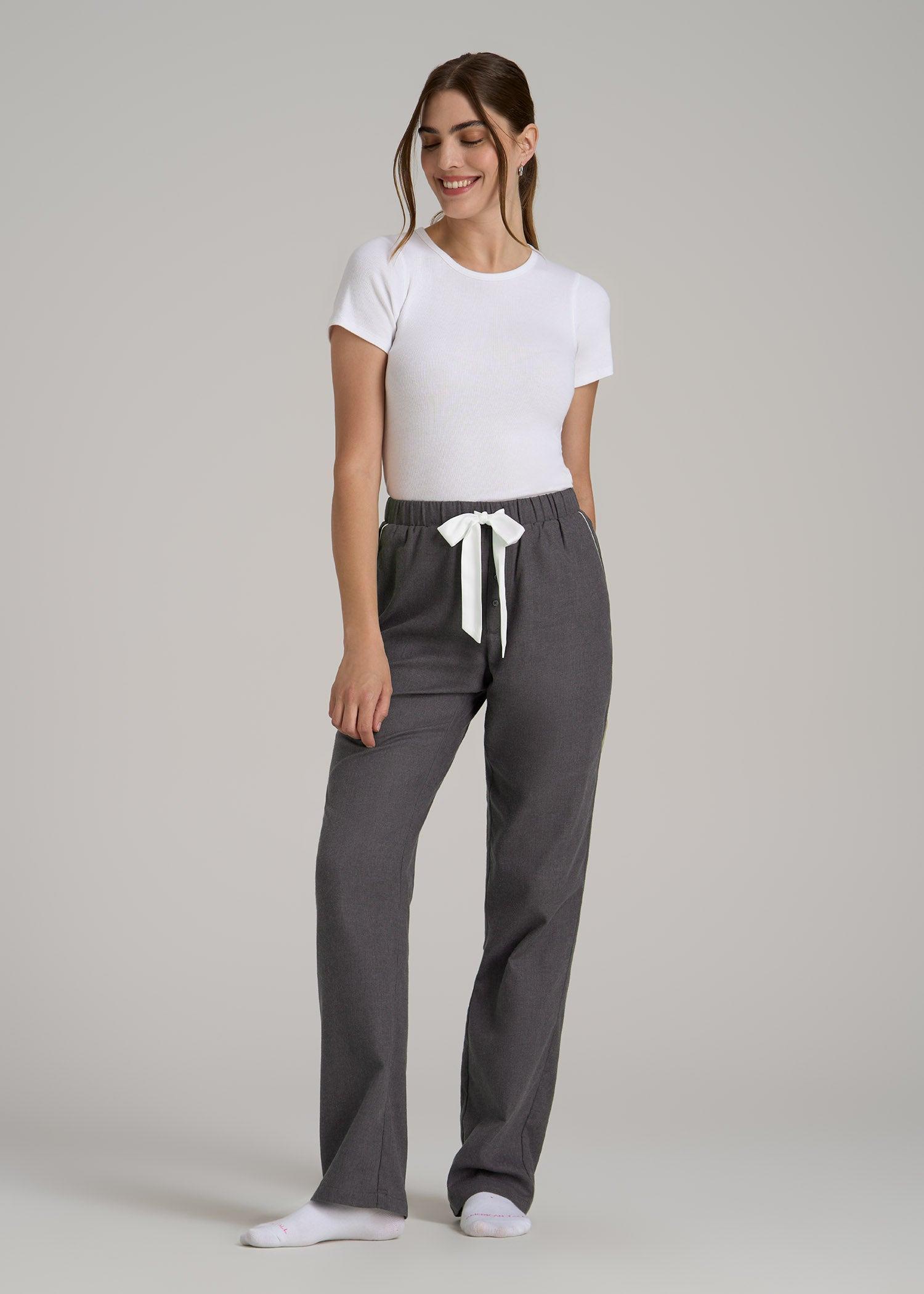 Open-Bottom Flannel Women's Tall Pajama Pants in Charcoal Flannel Product Image