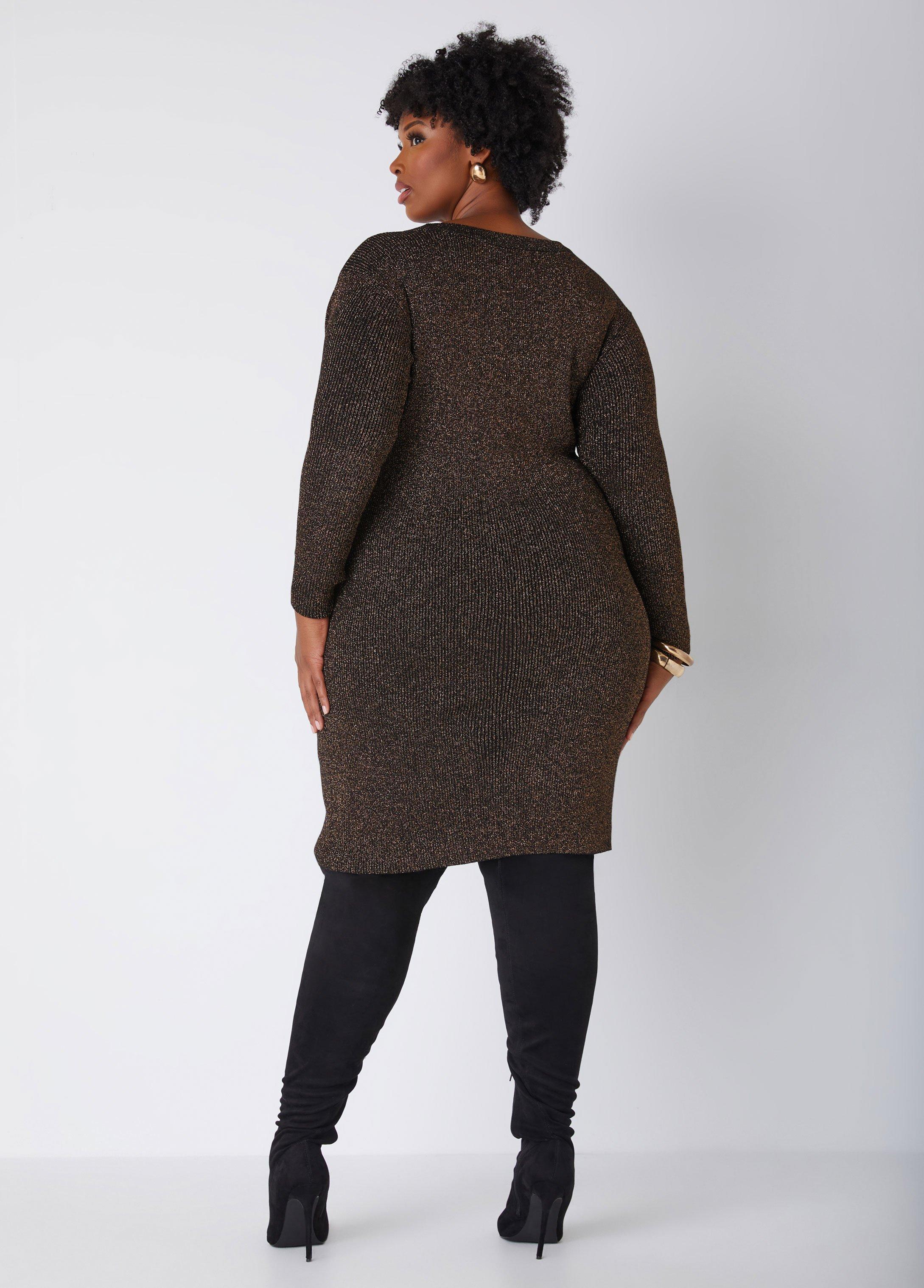 Plus Size Lurex Bodycon Sweater Dress Ashley Stewart Product Image