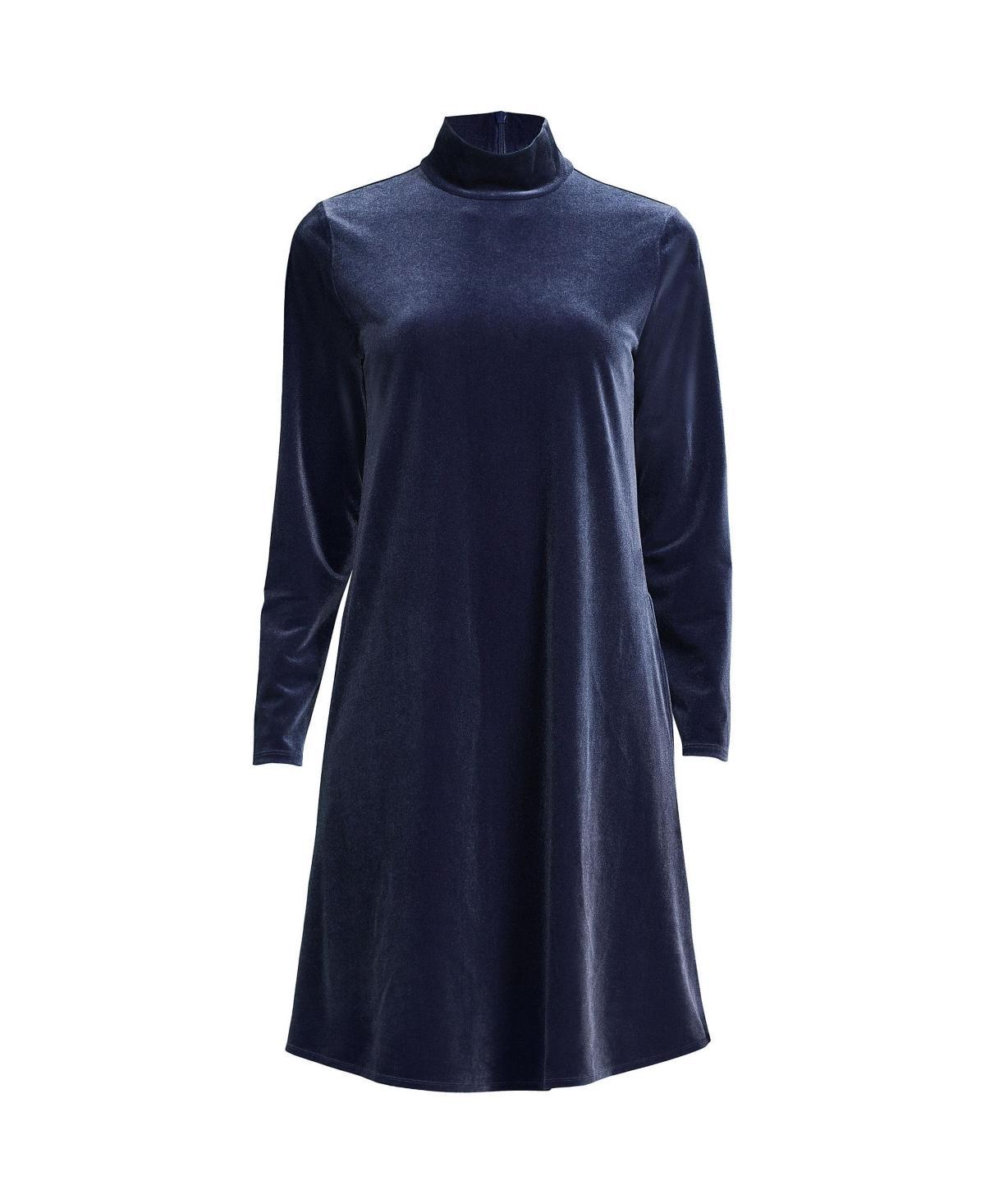 Womens Lands End Long Sleeve Velvet Turtleneck Dress Product Image