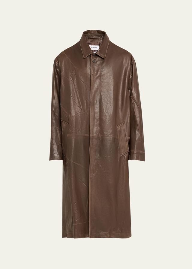 Mens Mac Oversized Leather Trench Coat Product Image