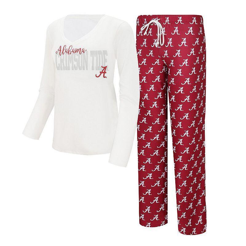 Womens Concepts Sport /Crimson Alabama Crimson Tide Long Sleeve V-Neck T-Shirt & Gauge Pants Sleep Set Product Image