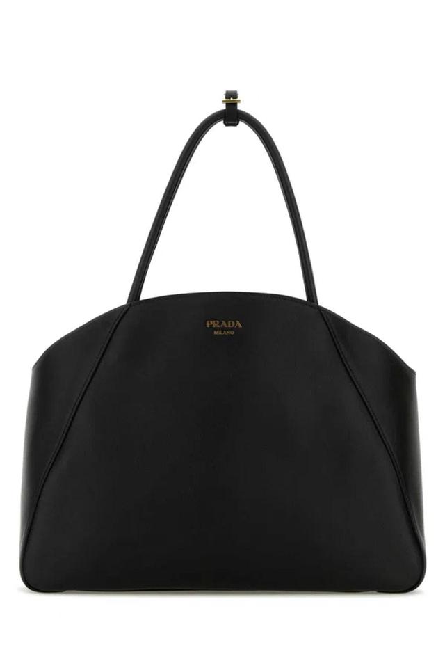 PRADA Large Leather Tote Bag In Black Product Image