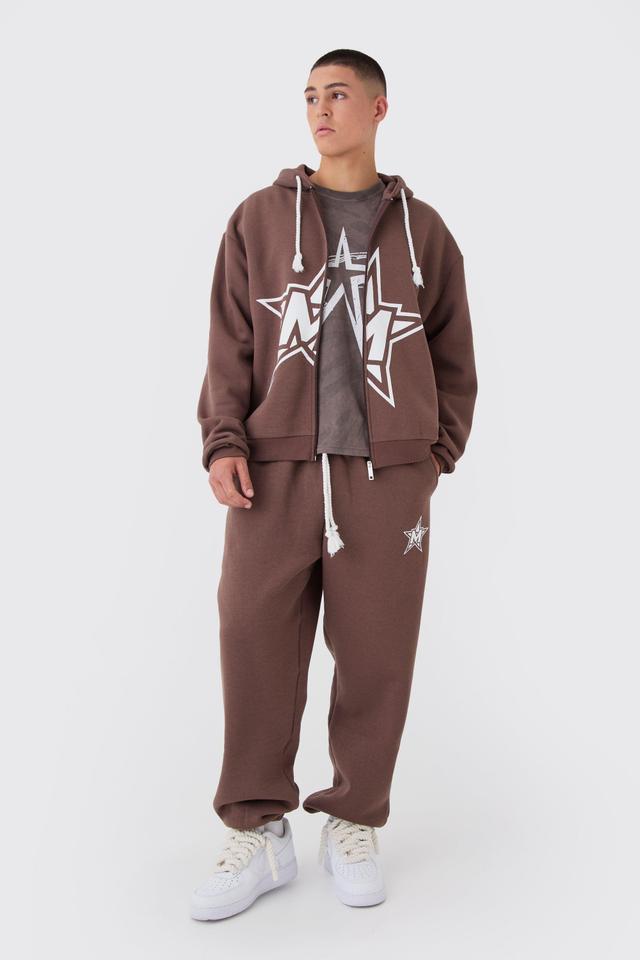 Oversized Boxy Rope Drawcords Varsity Zip Through Tracksuit | boohooMAN USA Product Image