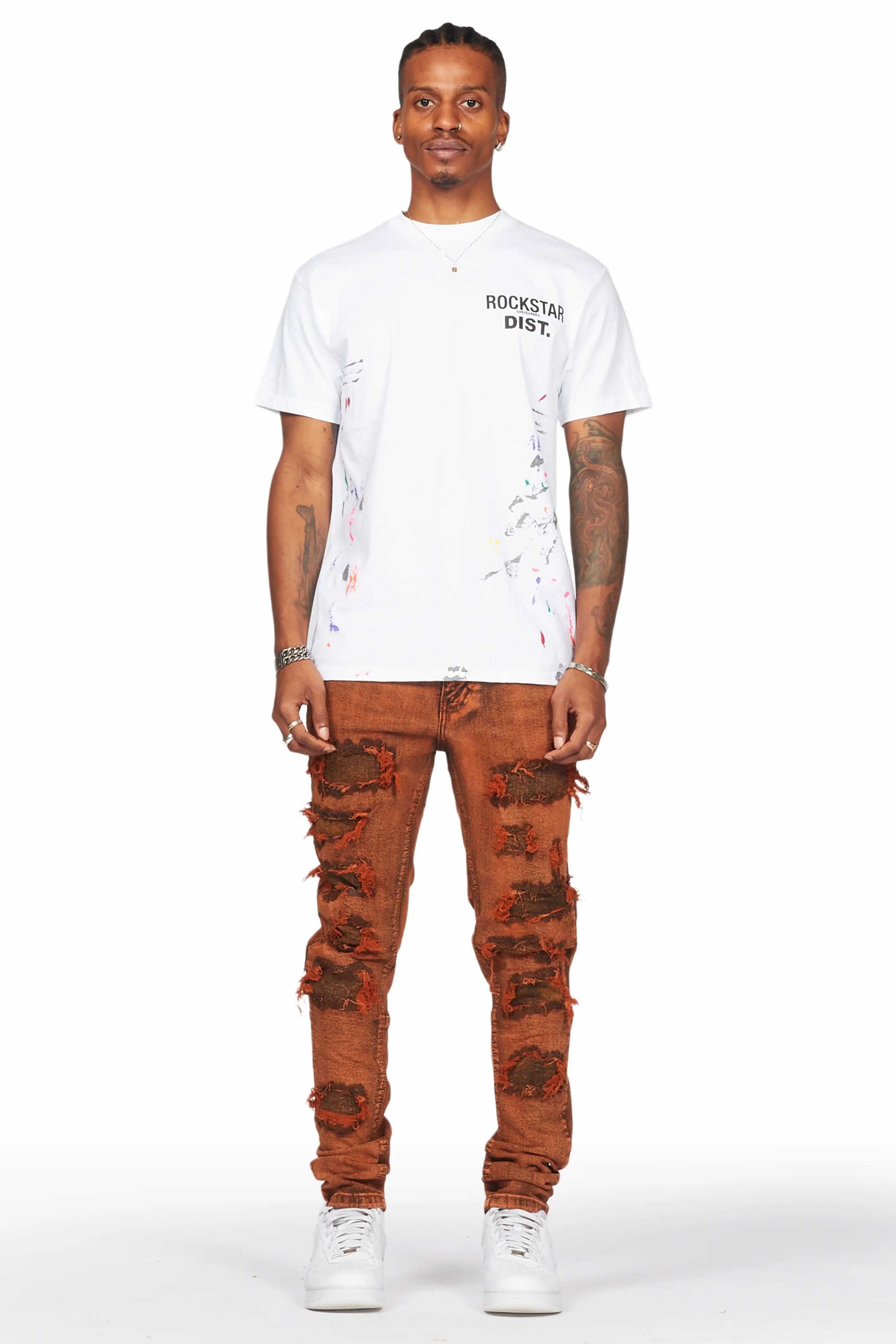 Dalit Orange Under Patch Skinny Fit Jean Male Product Image