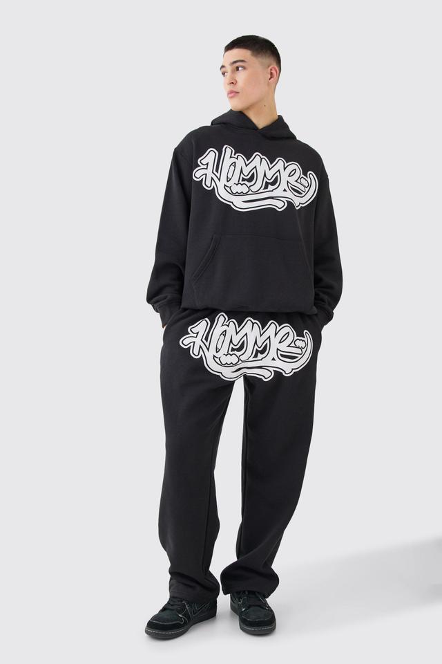 Homme Graffiti Print Oversized Hooded Tracksuit | boohooMAN USA Product Image