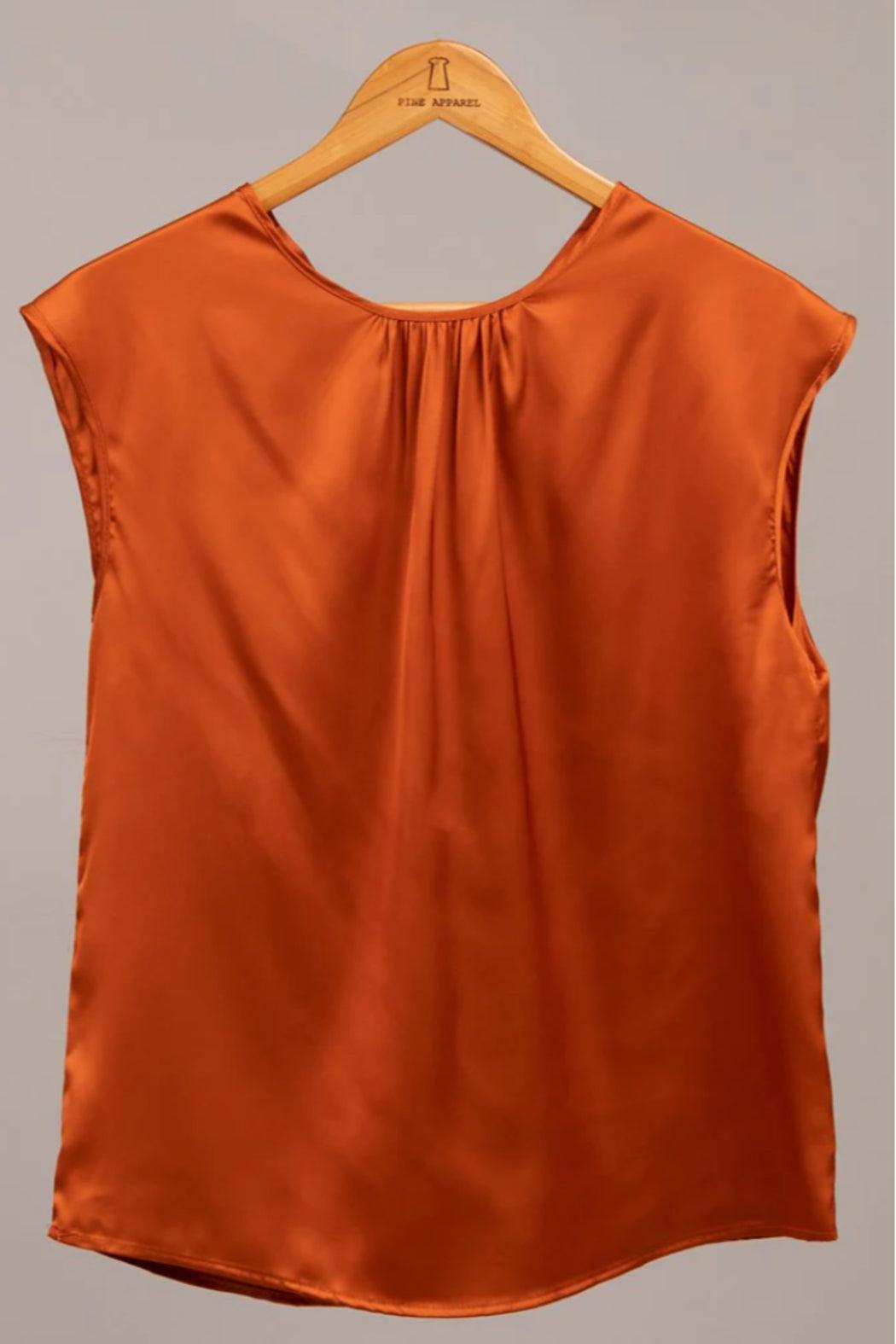 Sleeveless satin top with tie detail Female product image