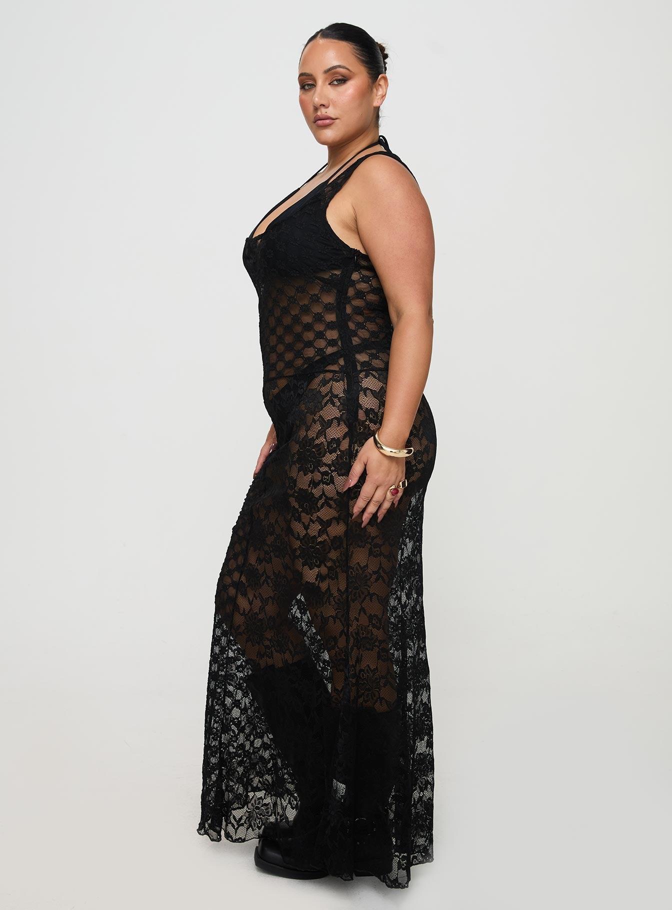 Zhara Lace Dress Black Curve Product Image