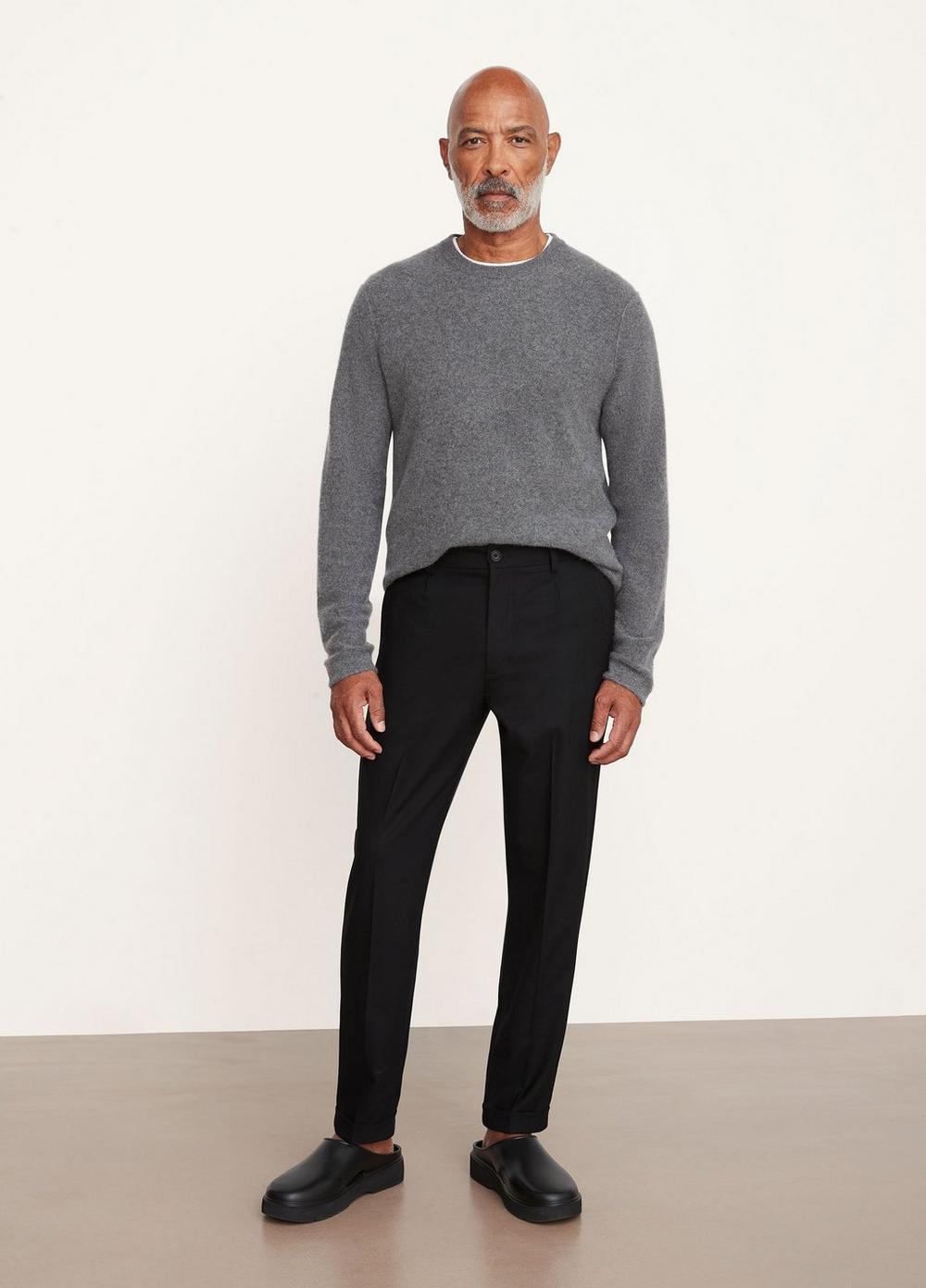 Mens Wool Cuffed Trouser, Black, Size L Vince Product Image