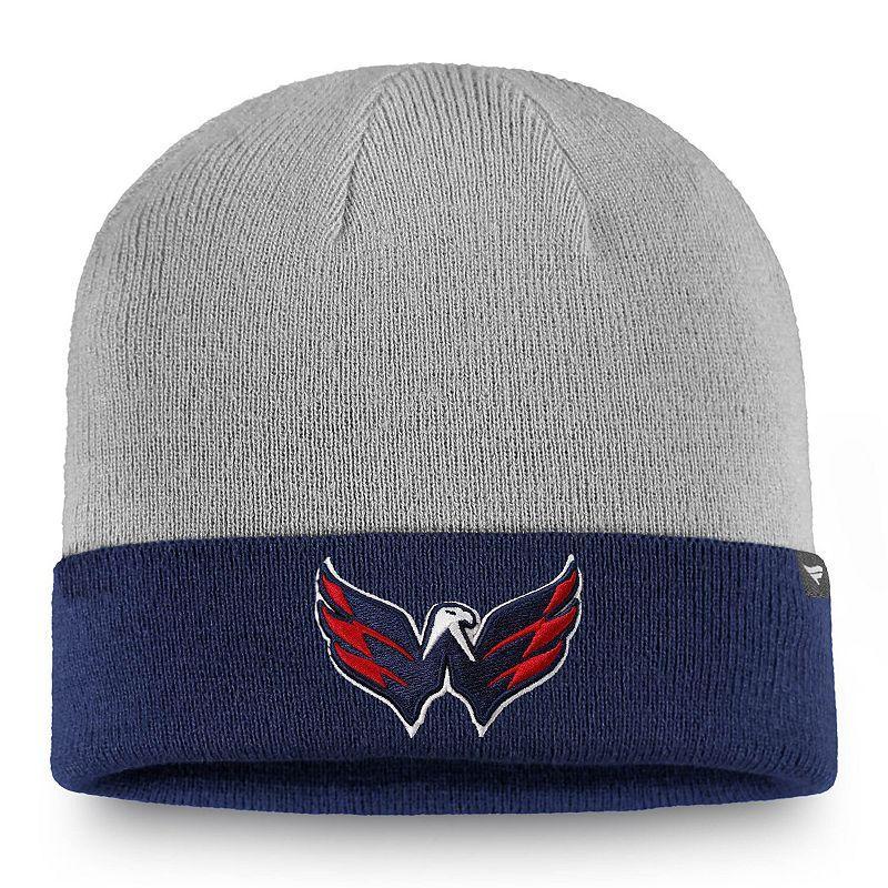 Mens Fanatics Branded Gray/Navy Washington Capitals Cuffed Knit Hat Product Image