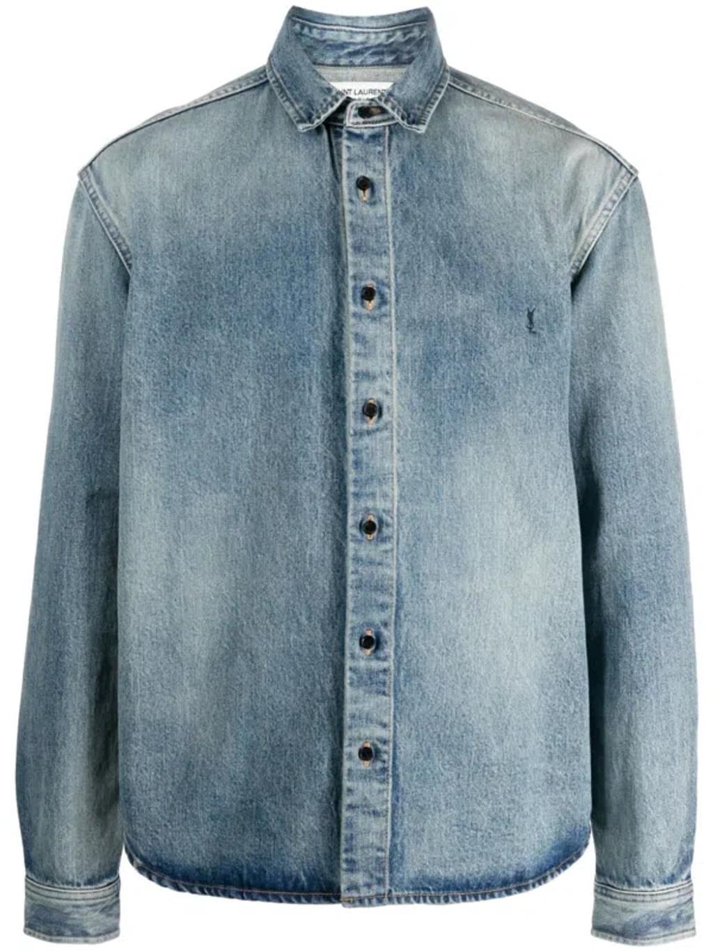 Denim Cotton Shirt In Clear Blue Product Image