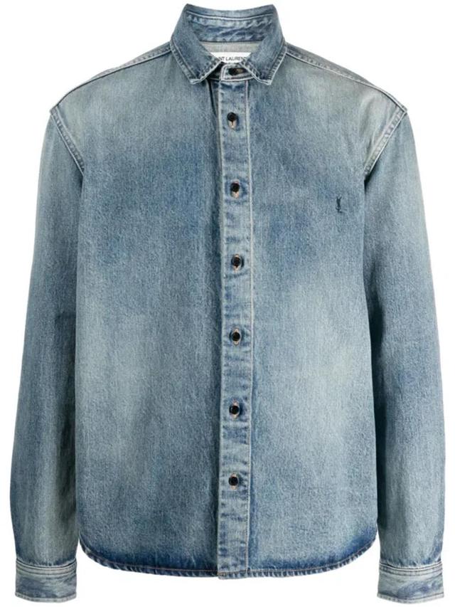 Denim Cotton Shirt In Blue Product Image