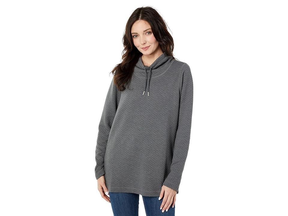 L.L.Bean SoftLight Quilted Funnel Neck Pullover (Charcoal Heather) Women's Clothing product image