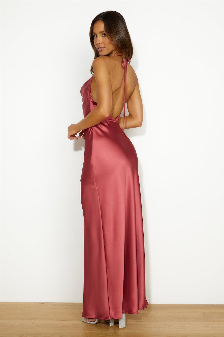 Wedding Season Satin Maxi Dress Rust Product Image