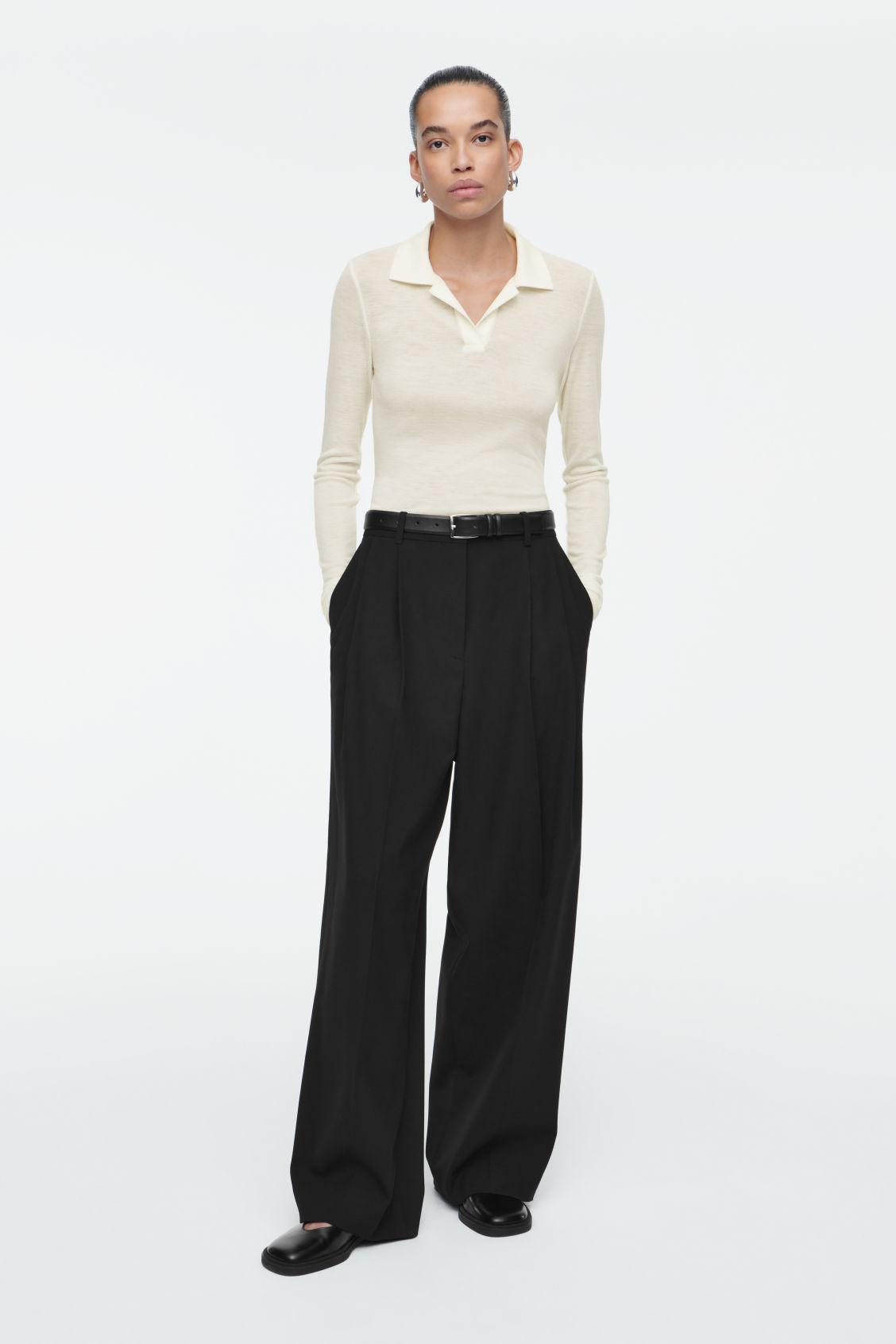 WIDE-LEG TAILORED TWILL TROUSERS Product Image