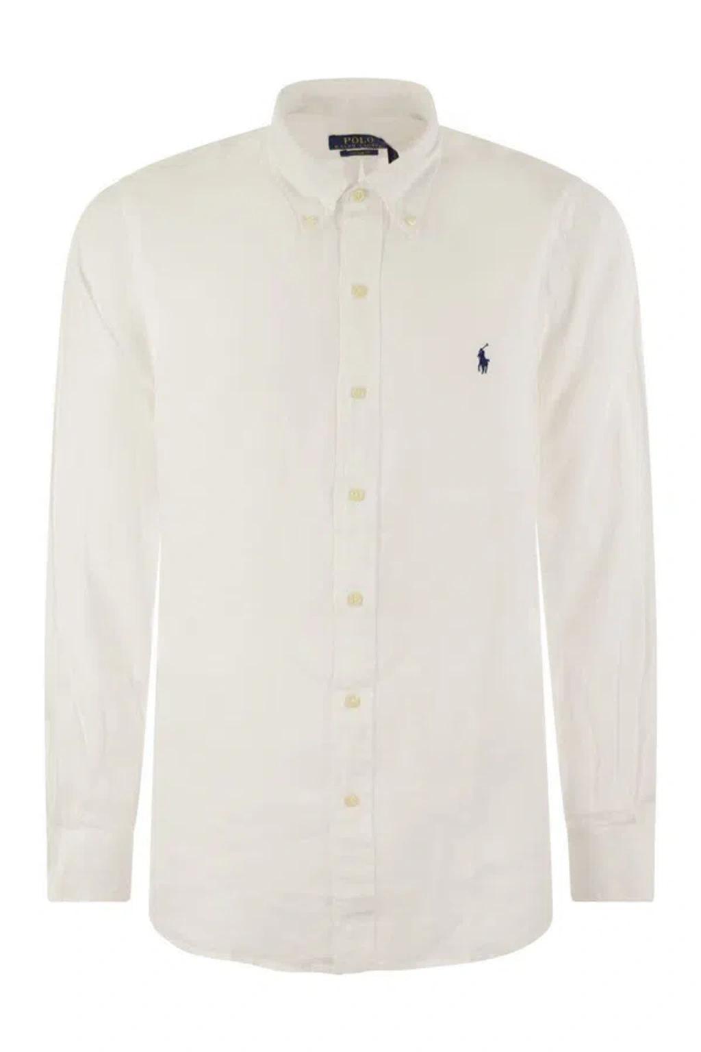 Custom-fit Linen Shirt In White Product Image