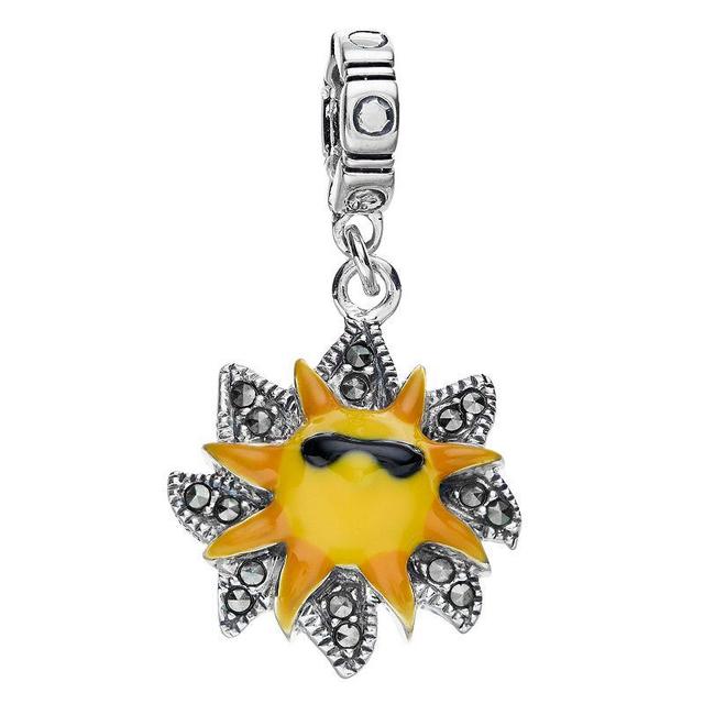 Lavish by TJM Sterling Silver Marcasite & Yellow Enamel Sunshine Charm, Womens Product Image