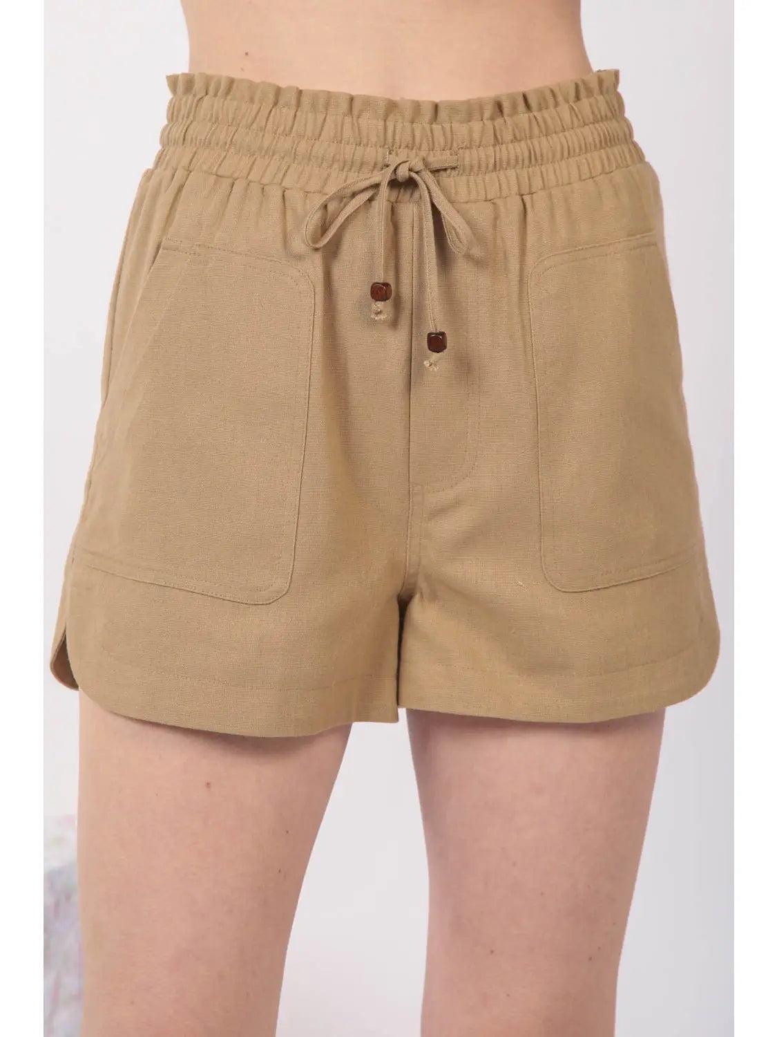 Taupe Linen Shorts with Drawstring product image