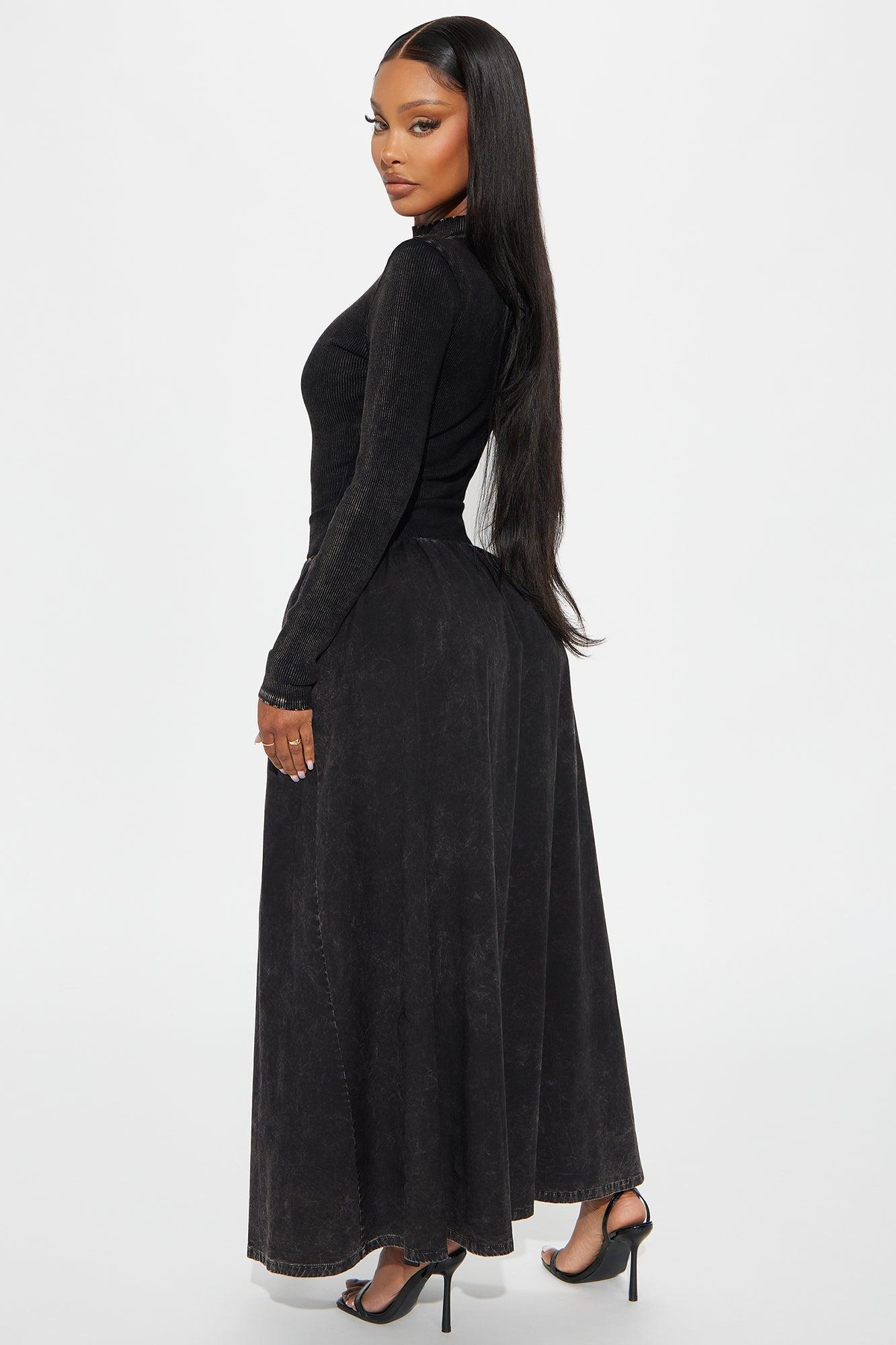 Jackie Washed A Line Maxi Dress - Black Product Image