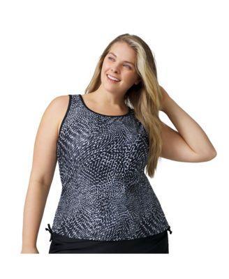 Plus Size Full Side Shirring Tankini Top Product Image