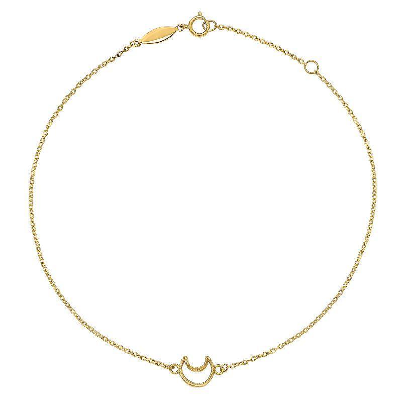 Polished Moon Anklet in 14k Yellow Gold - Gold Product Image