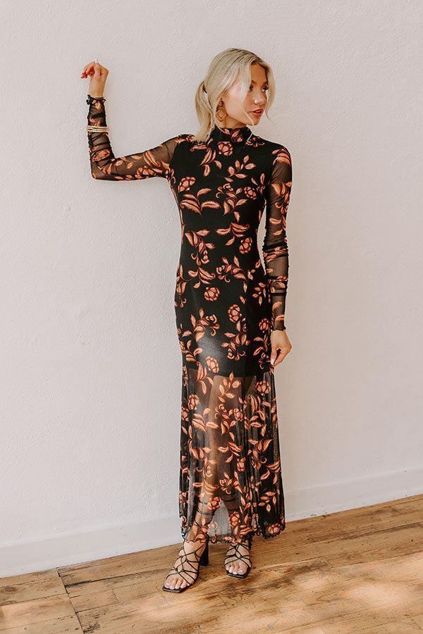 City Nights Floral Mesh Maxi Dress Product Image