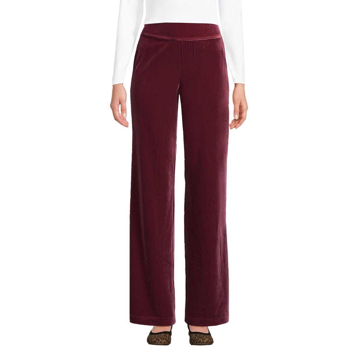 Lands End Womens Starfish Velvet High Rise Wide Leg Pull On Pants Product Image