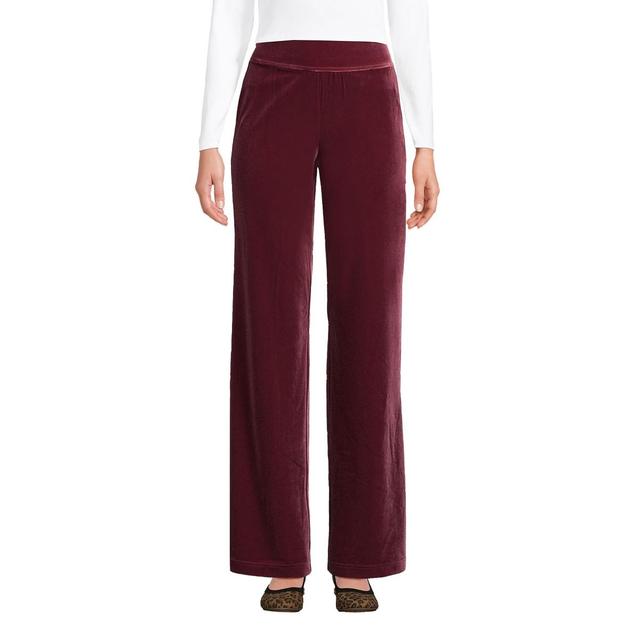 Womens Lands End Starfish Velvet High-Rise Wide Leg Pants Rich Red Product Image