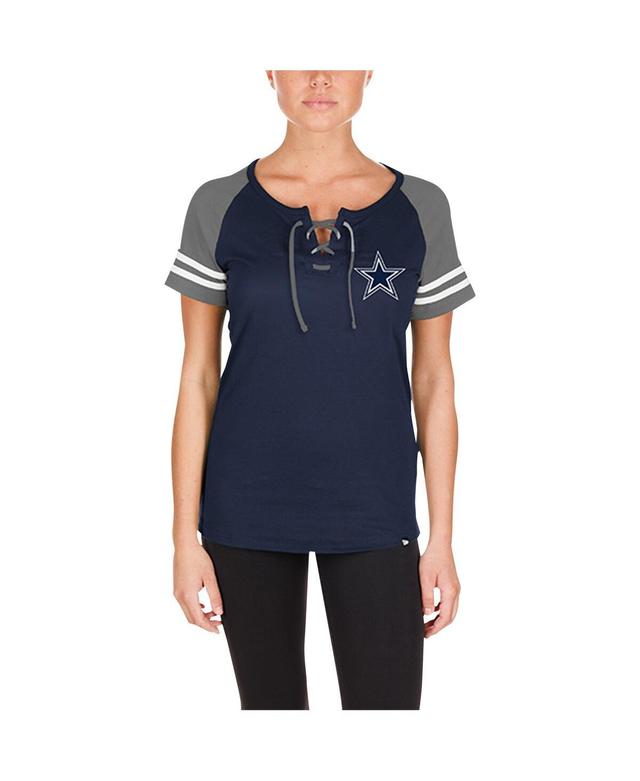 Womens New Era Dallas Cowboys Lace-Up Raglan T-Shirt Blue Product Image