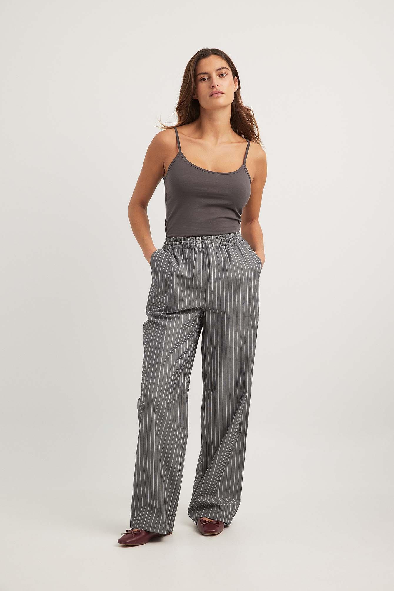 Striped Cotton Drawstring Pants Product Image