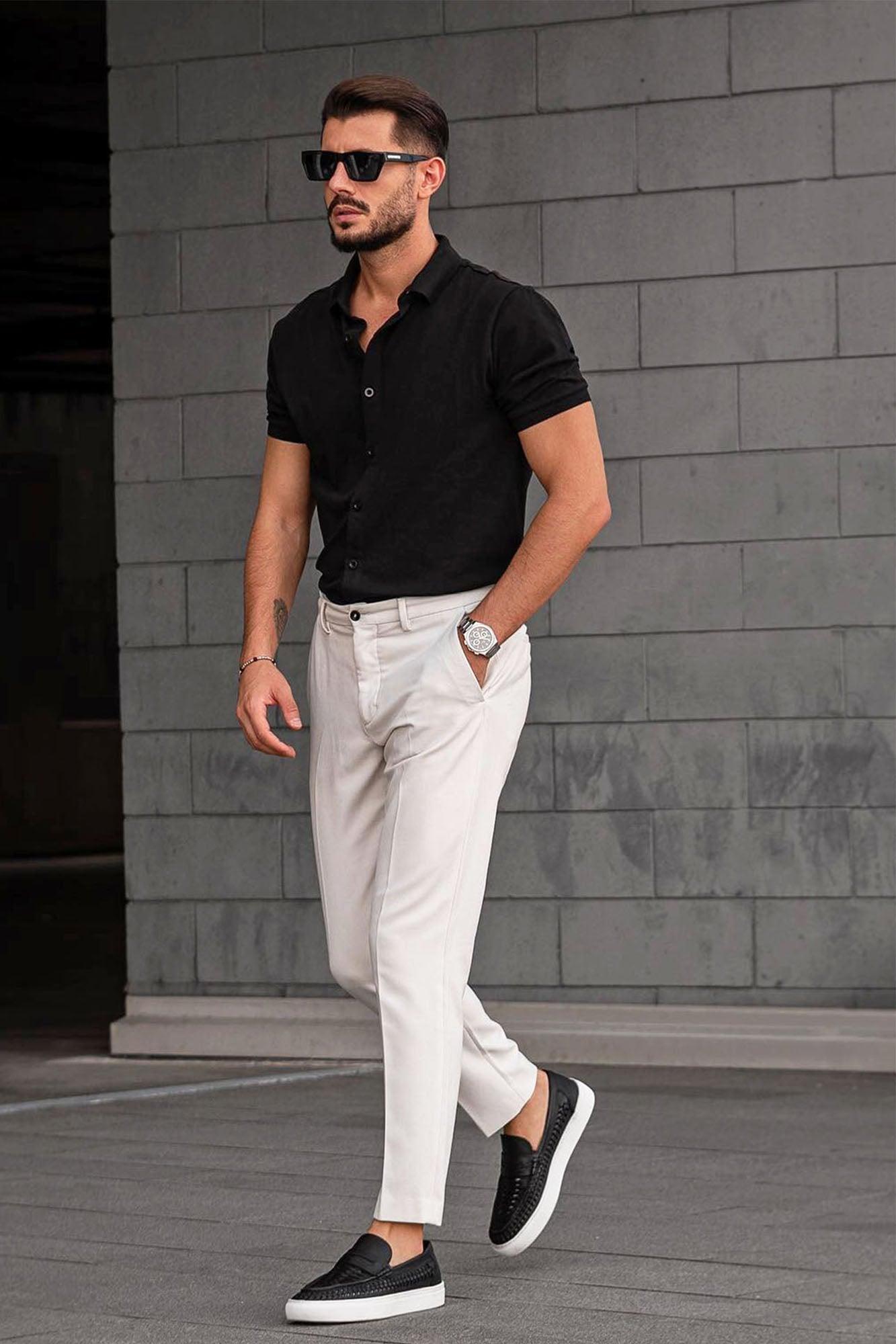 Owen Short Sleeve Knit Button Up - Black Product Image