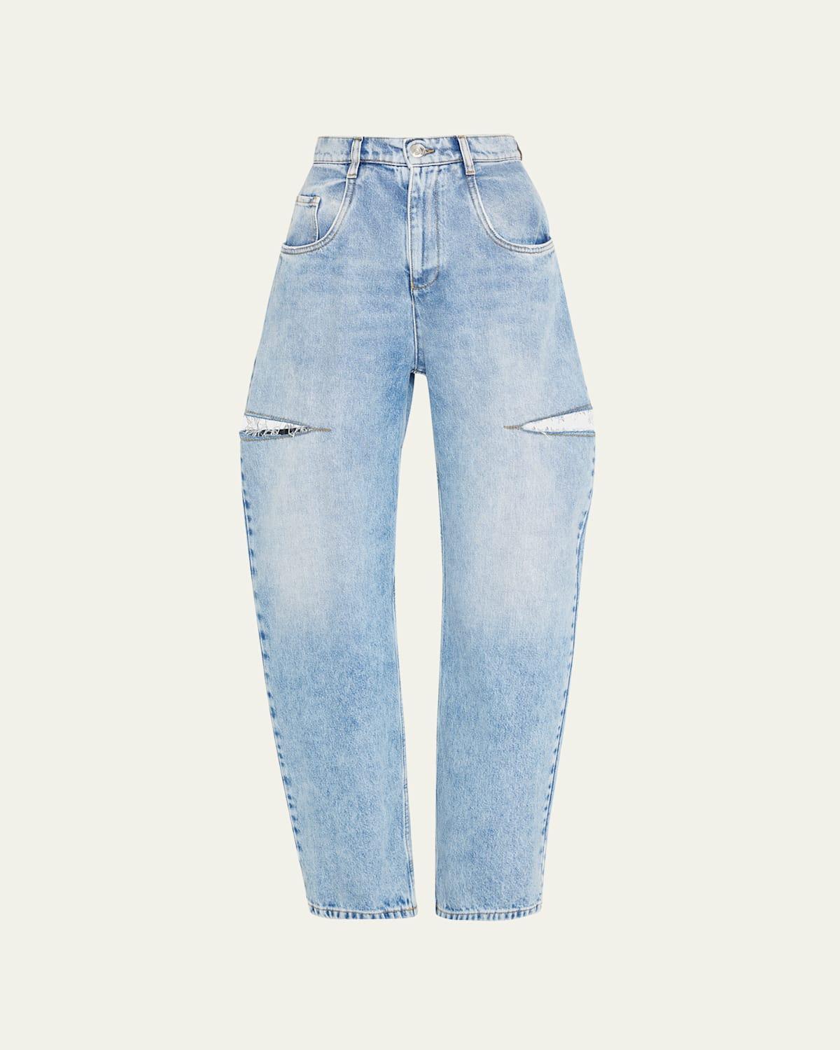 Womens Wide-Leg Slashed Cut-Out Jeans product image