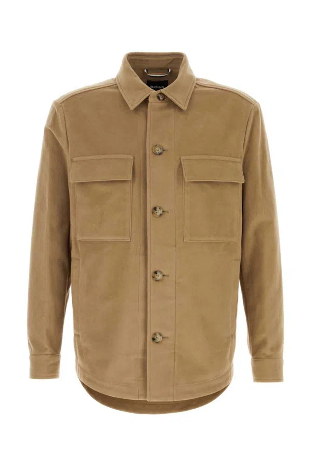 HUGO BOSS Cappuccio Cotton Shirt In Beige O Tan Product Image