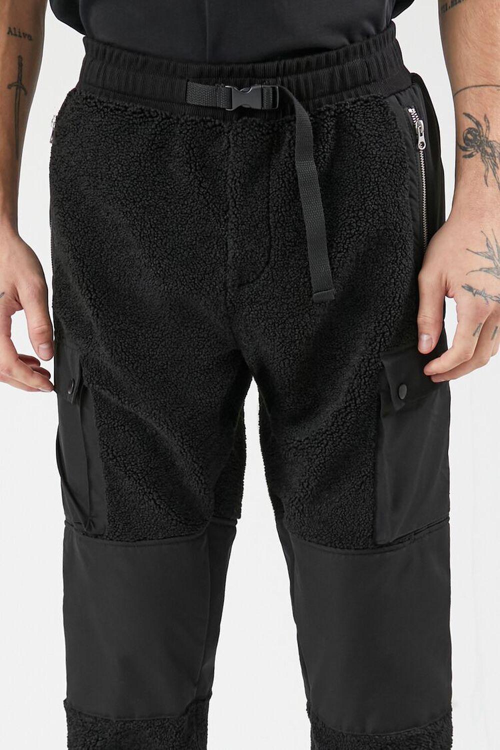 Faux Shearling Mixed Media Joggers | Forever 21 Product Image