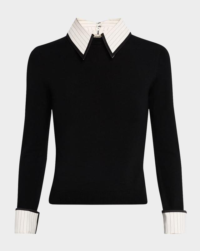 Porla Pinstripe Collared Sweater Product Image