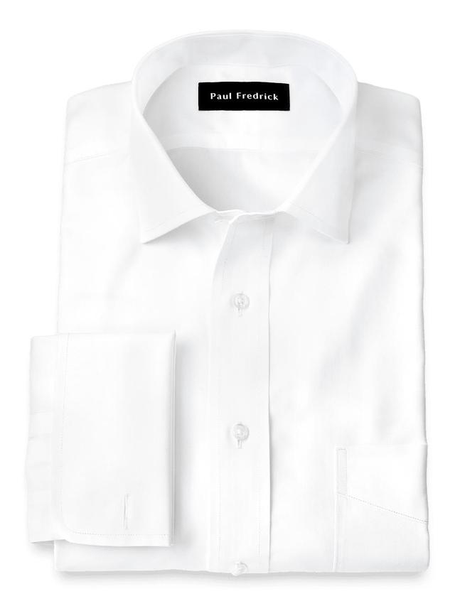 Non-Iron Cotton Pinpoint Solid Spread Collar French Cuff Dress Shirt - White Product Image