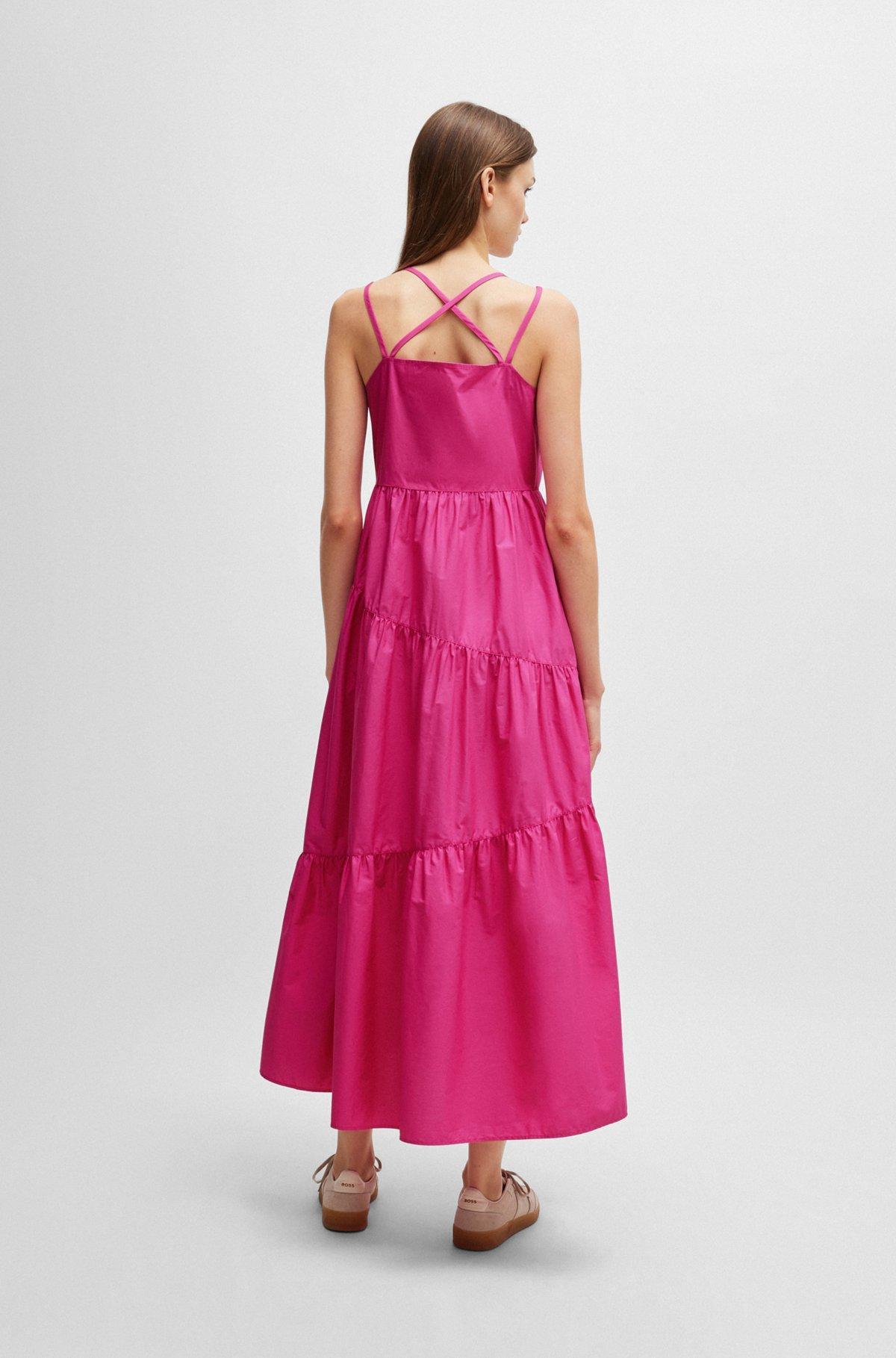 Maxi dress in cotton poplin with crossover straps Product Image