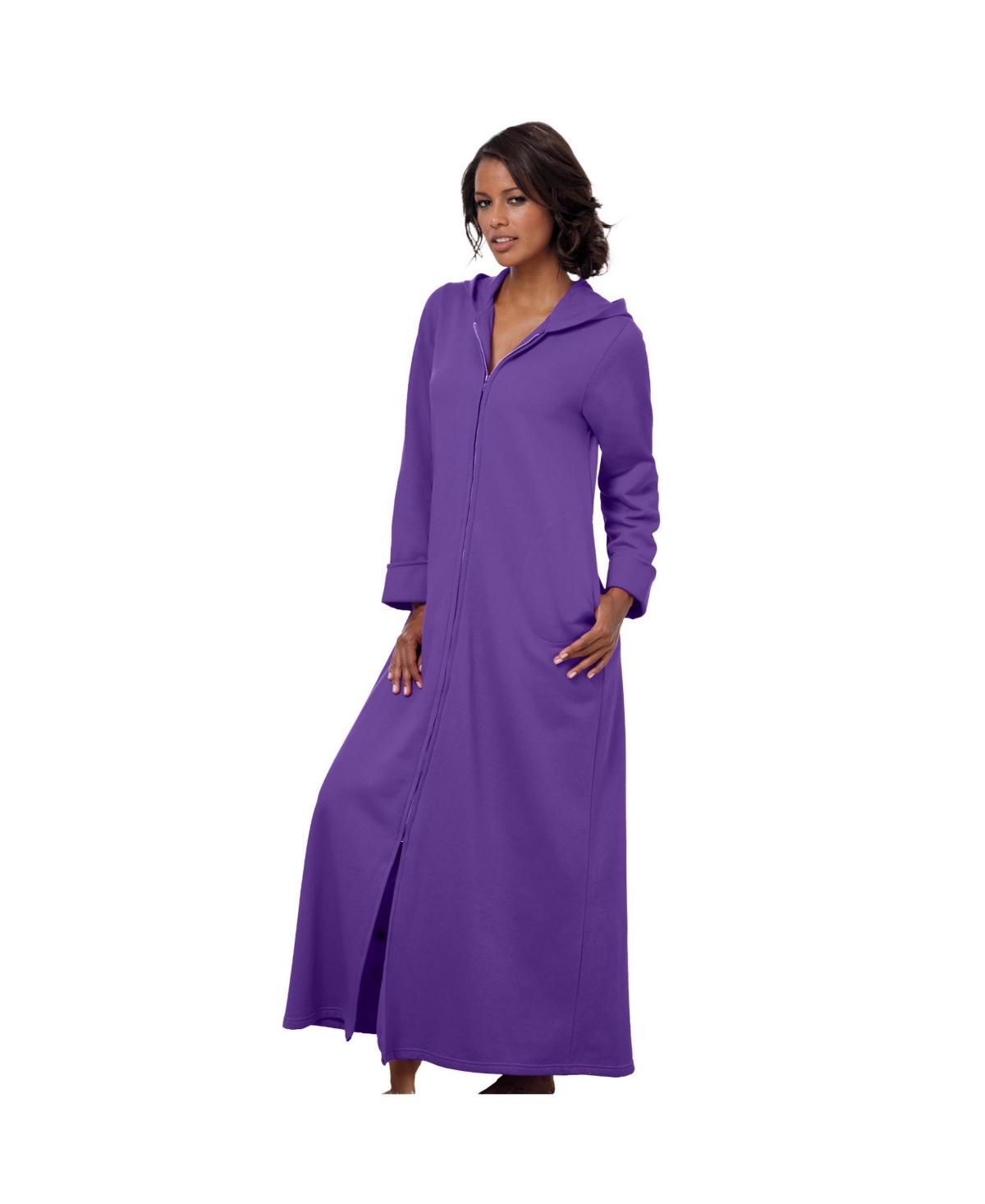 Dreams & Co. Womens Long Hooded Fleece Sweatshirt Robe Product Image