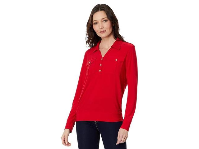 Tommy Hilfiger Long Sleeve Utility Top (Scarlet) Women's Sweatshirt Product Image