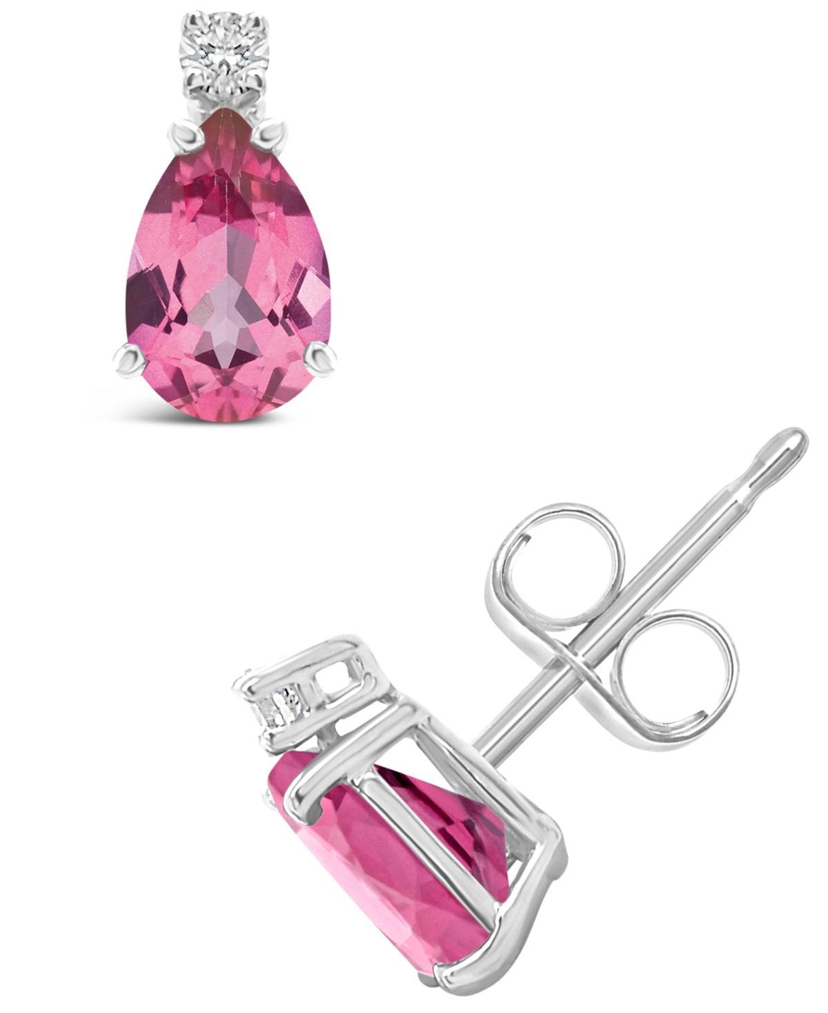 Pink Topaz (1 ct. t.w.) and Diamond Accent Stud Earrings in 14K Yellow Gold or 14K White Gold Product Image