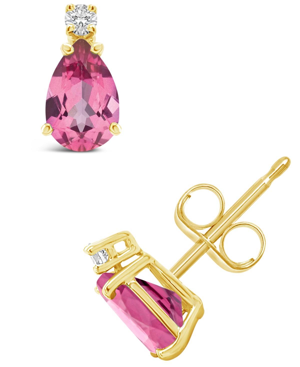 Pink Topaz (1 ct. t.w.) and Diamond Accent Stud Earrings in 14K Yellow Gold or 14K White Gold Product Image