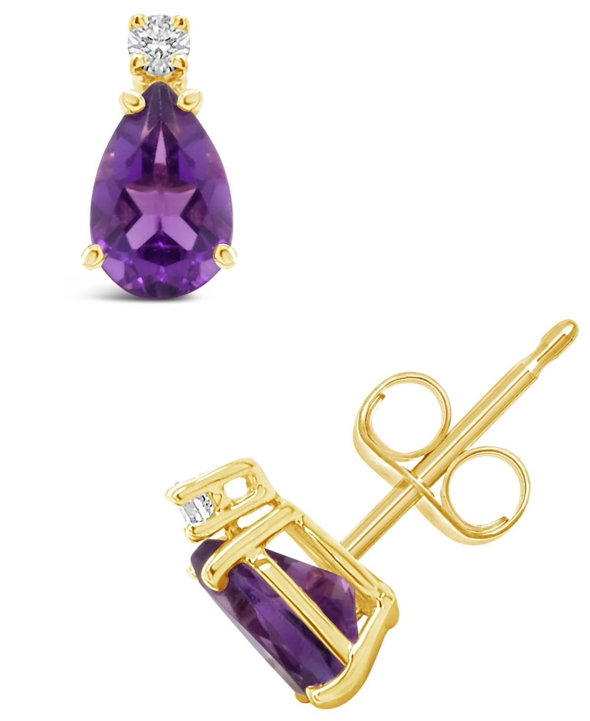 Celebration Gems 14k Gold Gemstone & Diamond Accent Stud Earrings, Womens, Purple Product Image