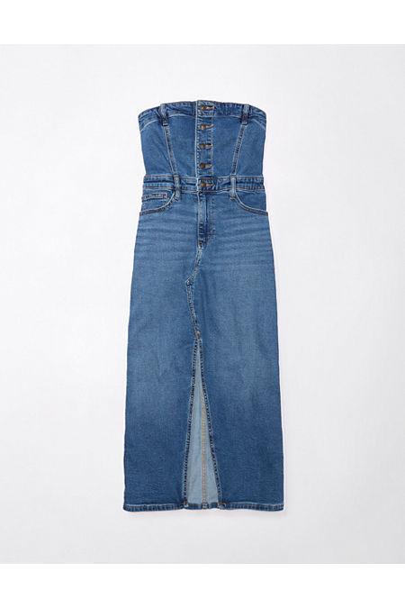 AE Denim Tube Top Midi Dress Women's Product Image