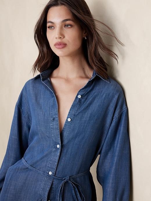 TENCEL&#153; Tie-Waist Chambray Shirt Product Image