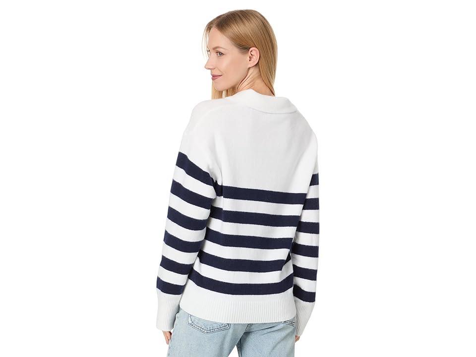 Michael Stars Finley Johnny Collar Stripe (Chalk/Nocturnal Stripe) Women's Sweater Product Image