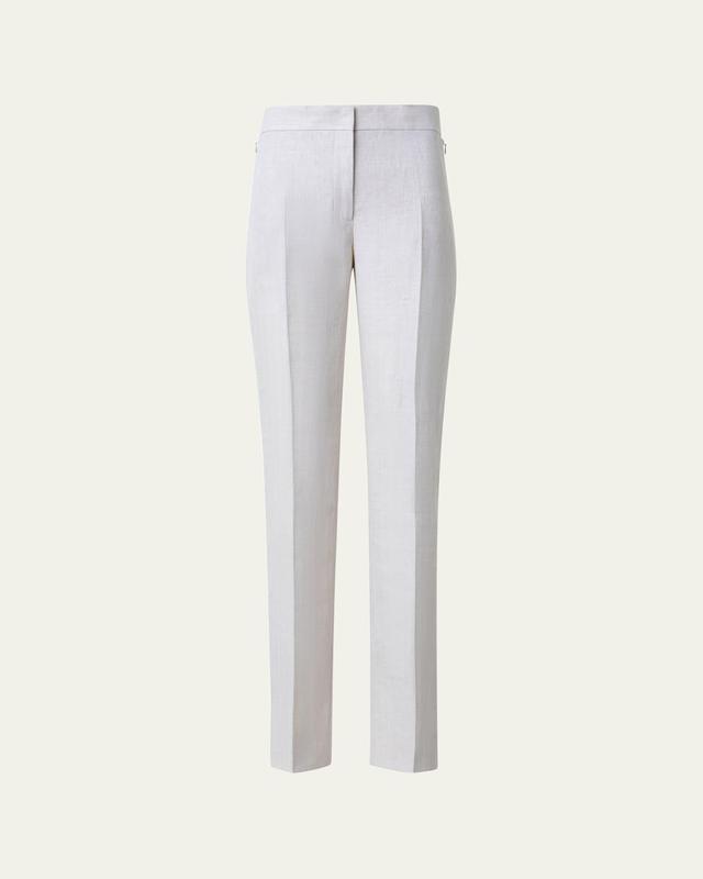 Carl Linen Herringbone Straight-Leg Pants Product Image