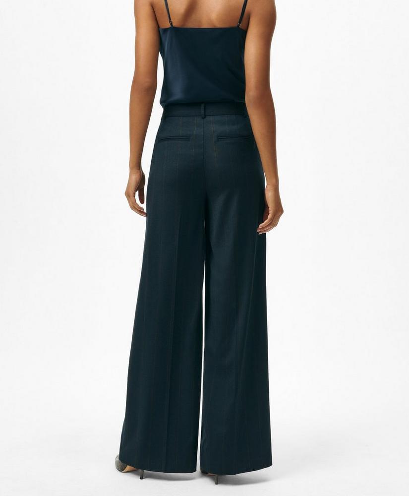 Wide Leg Trousers in Pinstripe Flannel Merino Wool Blend Product Image